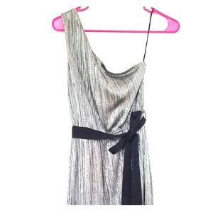 Silver one shoulder mini dress